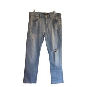 Hollister Men's Slim Straight Jeans Distressed Light Blue Wash Size 34 x 30